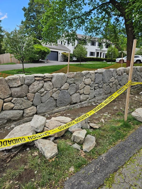 Natural New England fieldstone wall